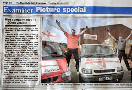 Newspaper article about Arrow Self Drive